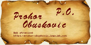 Prohor Obušković vizit kartica